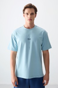 Air Jones Erkek Açık Mavi Oversize 0 Yaka T-shirt 88373 - Thumbnail