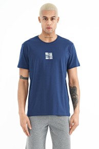 Air Jones Erkek Saks Mavi 0 Yaka T-shirt 88222 - Thumbnail