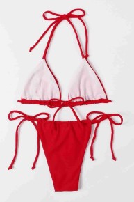 Angelsin Brezilya Model Bağlamalı Bikini Üst Kırmızı - Thumbnail