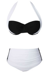 Angelsin Kaplı Siyah Beyaz Tasarım Bikini - Thumbnail