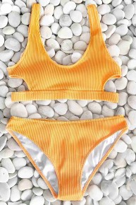 Angelsin Özel Kumaş Bikini Alt Sarı - Thumbnail