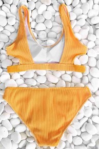 Angelsin Özel Kumaş Bikini Alt Sarı - Thumbnail