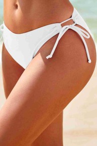 Angelsin Özel tasarım Bağlamalı Bikini Altı Beyaz - Thumbnail