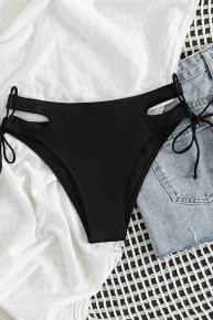 Angelsin Özel Tasarım Yandan Bağlamalı Bikini Altı Siyah - Thumbnail