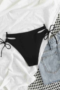 Angelsin Özel Tasarım Yandan Bağlamalı Bikini Altı Siyah - Thumbnail