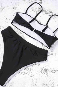 Angelsin V Kesim Yüksek Bel Bikini Altı Siyah - Thumbnail
