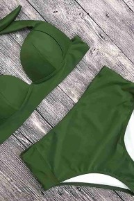Angelsin Yüksek Bel Bikini Altı Yeşil - Thumbnail