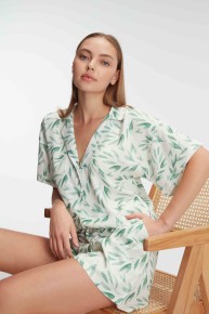Anıl Kadın Yeşil Kısa Kol Şortlu Pijama Takımı 9876 - Thumbnail