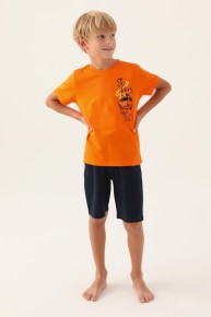 Arnetta Erkek Çocuk Oranj Pijama Takımı 2989 - Thumbnail