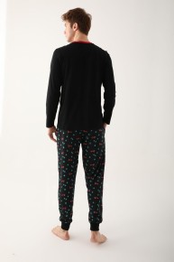 Arnetta Erkek Siyah Yılbaşı Pijama Takımı 2751 - Thumbnail