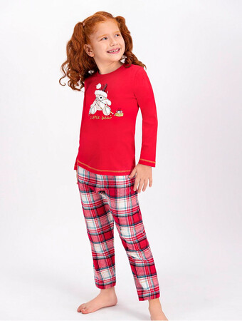 Arnetta Kız Çocuk Kırmızı Kombin Pijama Takımı 1014-C