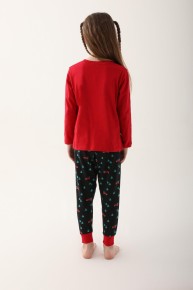 Arnetta Kız Çocuk Kırmızı Yılbaşı Pijama Takımı 2601 - Thumbnail