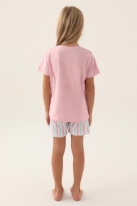 Arnetta Kız Çocuk Toz Pembe Garson Şortlu Pijama Takımı 2887 - Thumbnail