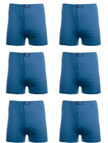 Bsm Erkek 6 lı Paket Düğmeli Pamuk Havlu Kemer Mavi Boxer 13404 - Thumbnail