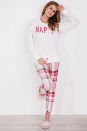 Bsm Happy Kadın Uzun Kol Pijama Takım 2215