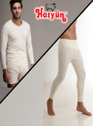 Hasyün Men 2 Pc Top And Bottom Wool Underwear Set - Thumbnail