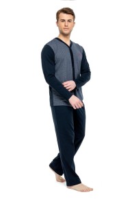 Mod Erkek Boydan Dümeli Lacivert Pijama Takımı 3899 - Thumbnail