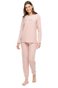 Mod Kadın Pembe Melanj Uzun Kol Pijama Takımı 3981 - Thumbnail