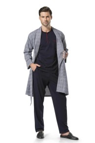 Pierre Cardin Groom Short Pajama & Robe 5 Pc Set 5540 - Thumbnail