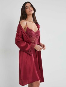 Pierre Cardin Lace Satin Dressing Gown Nightdresses Set 4265 - Thumbnail