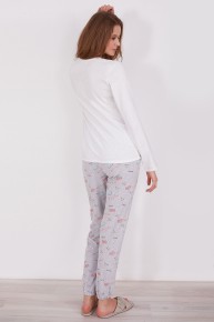 Pierre Cardin Kadın Uzun Kol Krem Pijama Takım 8400 - Thumbnail