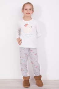 Pierre Cardin Kız Çocuk Uzun Kol Krem Pijama Takım 8400 - Thumbnail