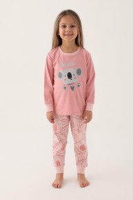 Rolypoloy Kız Çocuk Pembe Pijama Takımı 3255 - Thumbnail