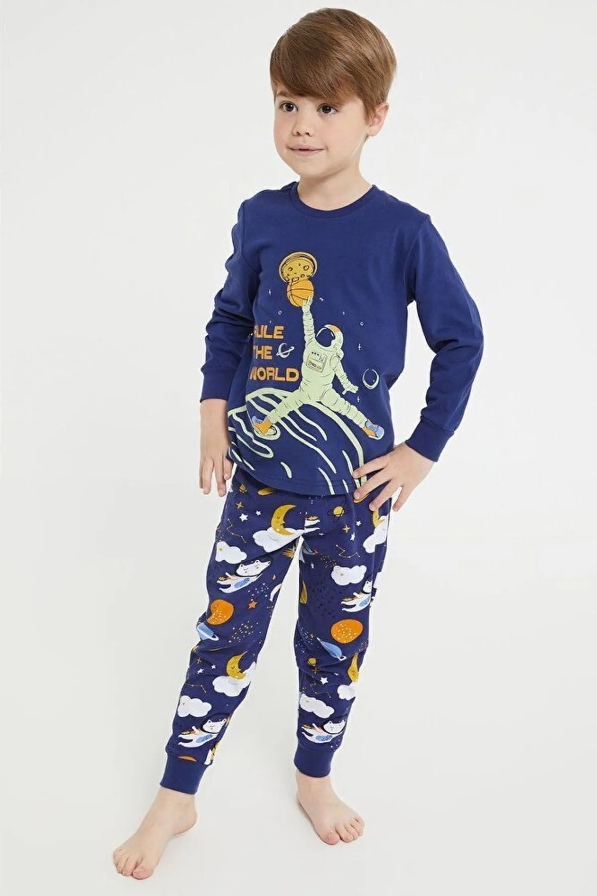Rolypoly Space Explorer Erkek Çocuk Uzun Kol Pijama Takım RP2877-C - Thumbnail