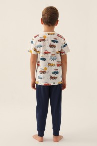 Rolypoly Erkek Çocuk Krem Kısa Kol Pijama Takımı 3358 - Thumbnail