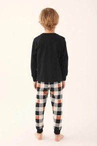 RolyPoly Erkek Çocuk Uzun Kol Siyah Pijama Takımı 3175 - Thumbnail