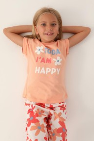 Rolypoly Kız Çocuk Somon Garson Kısa Kol Pijama Takımı 3394 - Thumbnail