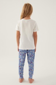Rolypoly Kız Çocuk Garson Krem Kısa Kol Pijama Takımı 3415 - Thumbnail