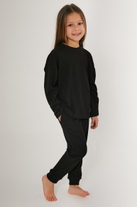 Rolypoly Kız Çocuk Garson Siyah Pijama Takımı 3276 - Thumbnail
