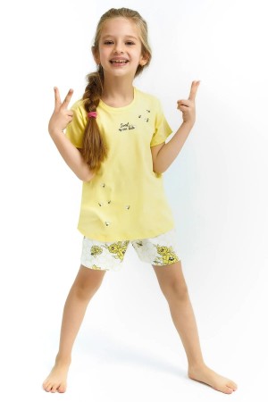 Rolypoly Kız Çocuk Kısa Kol Şortlu Sarı Pijama Takım 2773