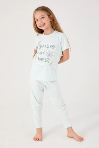 Rolypoly Kız Çocuk Kısa Kol Yeşil Pijama Takım 3089 - Thumbnail
