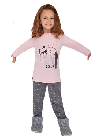 RolyPoly Kız Garson Çocuk Kombin Somon Pijama Takımı 1366