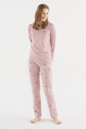 US Polo Assn Kadın Düğmeli Pijama Takım 16829