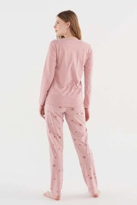 US Polo Assn Kadın Düğmeli Pijama Takım 16829 - Thumbnail