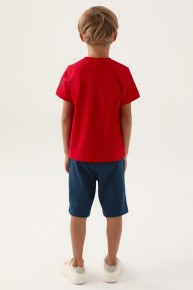 Us Polo Erkek Çocuk Garson Kırmızı Bermuda Pijama Takımı1752 - Thumbnail