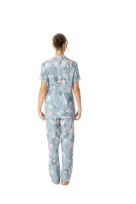 Us Polo Kadın Mint Boydan Düğmeli Pijama Takımı 17047 - Thumbnail